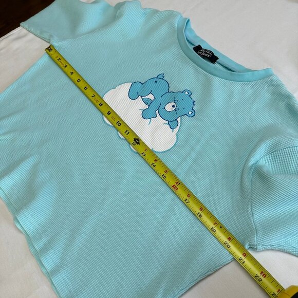 Dolls Kill x Care Bears Blue Cropped Waffle Knit Long Sleeve Top Size 1X Thermal - Picture 5 of 8